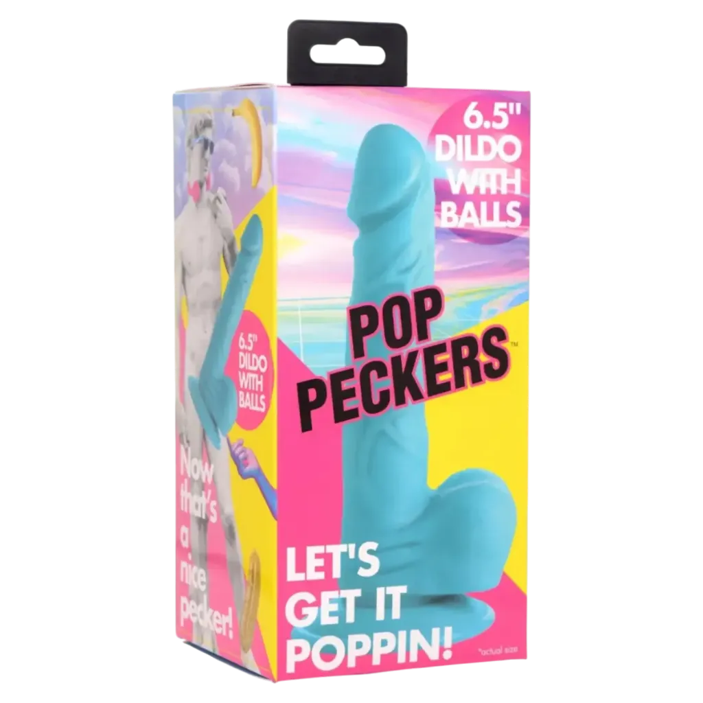 [AG766-BLUE] 6.5" Dildo with Balls - Pop Peckers (Azul)