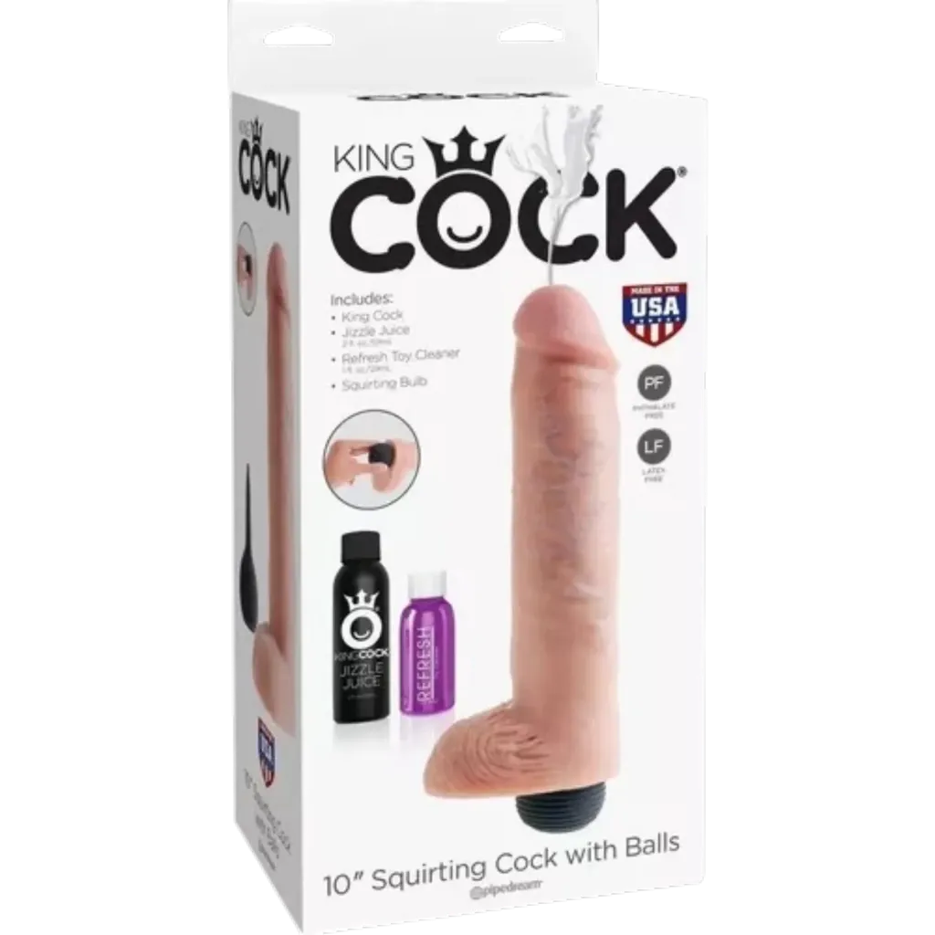 [PD5604-21] 10" Squirting Cock with Balls - King Cock - Pipedream Products