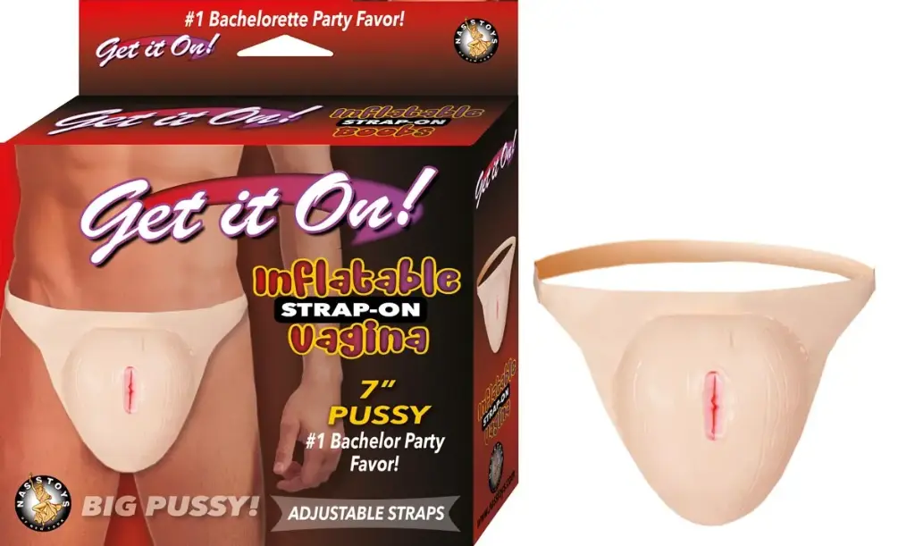 GET IT ON! INFLATABLE STRAP-ON VAGINA