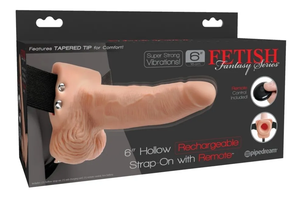 [PD3395-21] 6" Hollow Rechargeable Strap-On With Remote - Fetish Fantasy - Pipedream