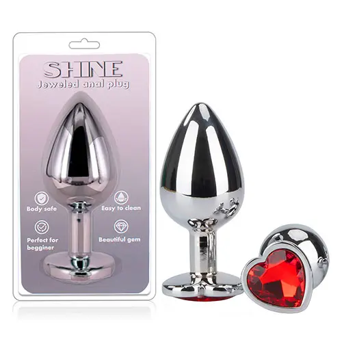 Medium Heart Base Metal Anal Plug