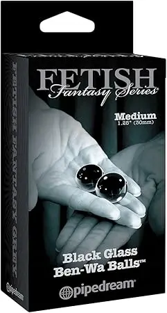 [PD4434-23] Black Glass Ben-Wa Balls Medium - Festish Fantasy - Pipedream